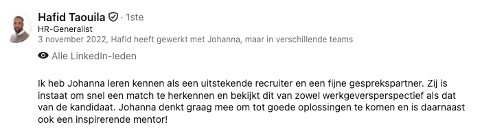 LinkedIn-aanbeveling van Hafid Taouila, HR-Generalist